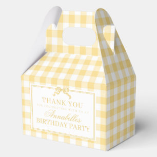 Yellow Gingham Coquette Bow Birthday Gable Favor Boxes