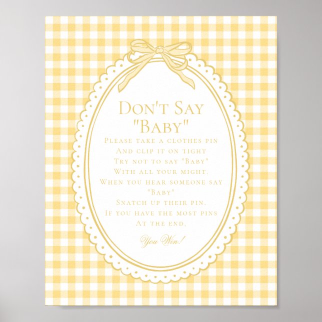 Yellow Gingham Coquette Bow Dont Say Baby Game Poster (Front)