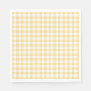 Yellow Gingham Coquette Bow Party Dessert Napkins