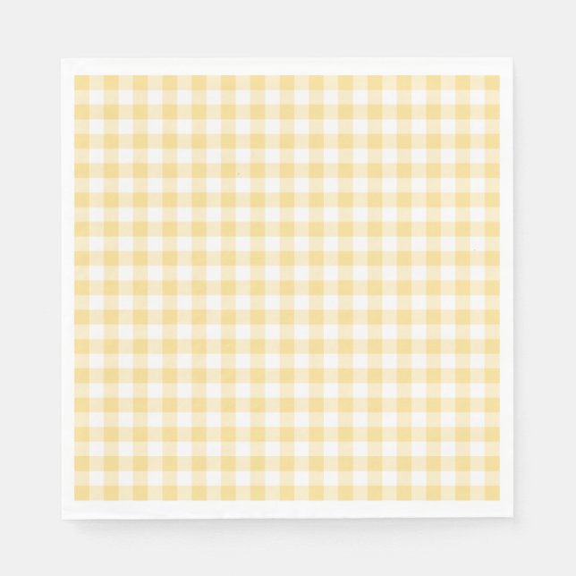 Yellow Gingham Coquette Bow Party Dessert Napkins (Front)