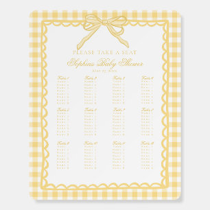 Yellow Gingham Coquette Bow Seating Chart Foam Board