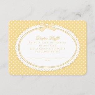 Yellow Gingham Coquette  Diaper Raffle Enclosure Card
