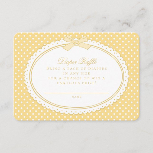 Yellow Gingham Coquette  Diaper Raffle Enclosure Card (Front)