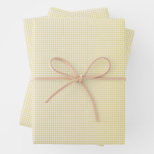 Yellow gingham cute simple classic plaid wrapping paper sheets