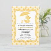Yellow Gingham Duck with Umbrella, Baby Shower Invitation (Standing Front)