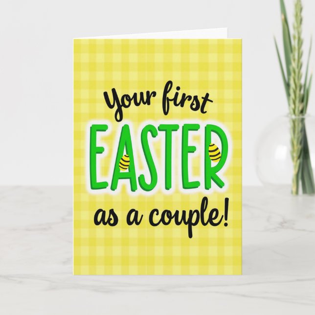 Yellow Gingham Easter Card (Front)