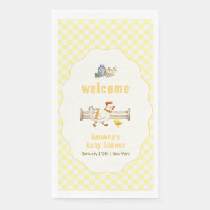 Yellow Gingham Farm Chick Baby Shower Welcome Paper Guest Towels