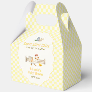 Yellow Gingham Farm Cottage Chicks Baby Shower Favor Boxes