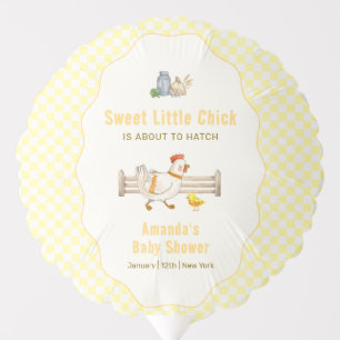 Yellow Gingham Farm Fresh Chicks Baby Shower Balloon