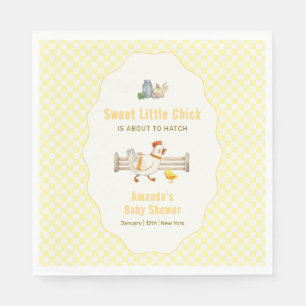 Yellow Gingham Farm Fresh Chicks Baby Shower Napkins