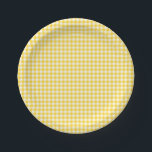 Yellow Gingham First Birthday Paper Plates<br><div class="desc">First birthday lemonade birthday paper plates grandmillennial lemon style.</div>