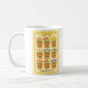 Yellow gingham flower pot coffee mug