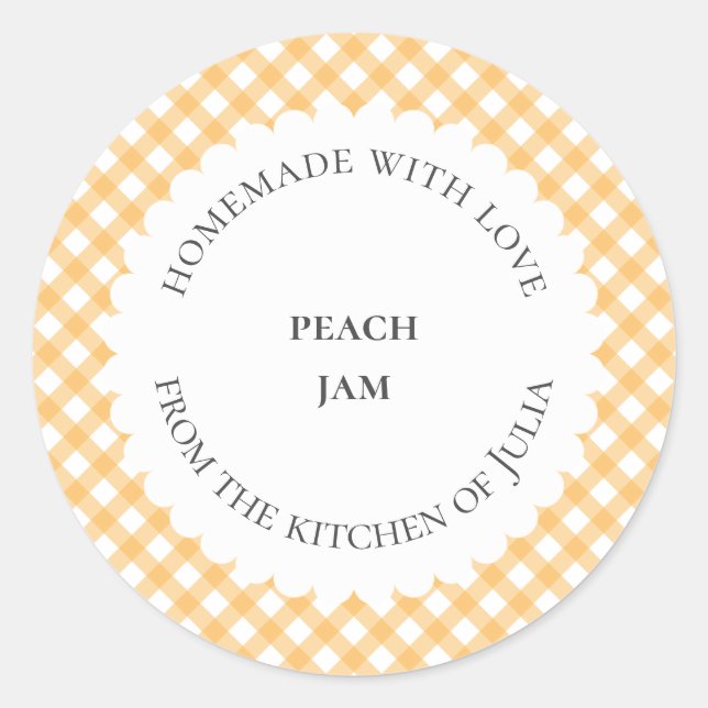 Yellow gingham food jar labels for homemade gifts (Front)