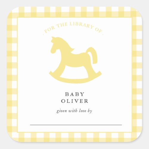 Yellow Gingham Gender neutral Baby Bookplate