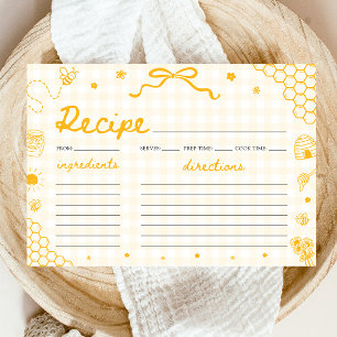 Yellow Gingham Honey Bee Bridal Shower Recipe Card