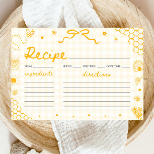 Yellow Gingham Honey Bee Bridal Shower Recipe Card