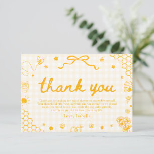 Yellow Gingham Honey Bee Honeycomb Thank You Card