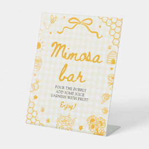 Yellow Gingham Honey Bee Mimosa Bar Sign