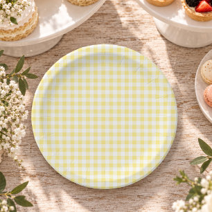 Yellow Gingham Lemon Sunshine Party Paper Plates