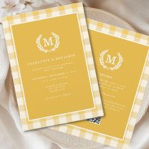 Yellow Gingham Monogram Crest QR Code