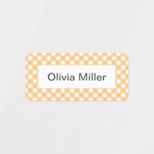 Yellow gingham name labels for school camp daycare