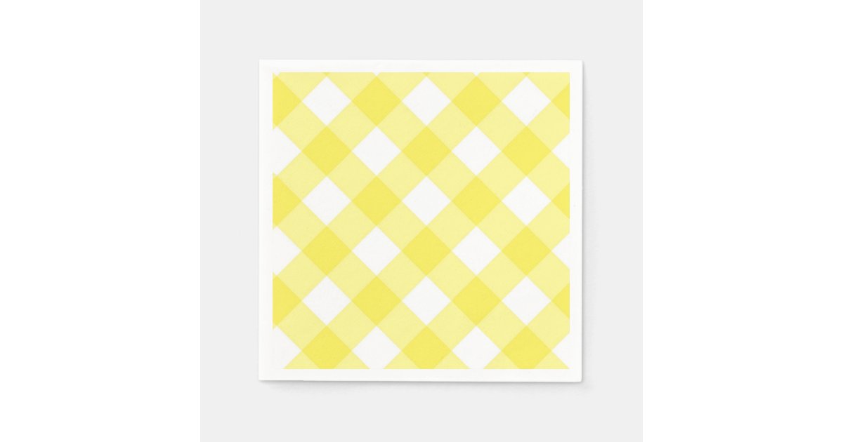 Yellow Gingham Paper Napkins Zazzle