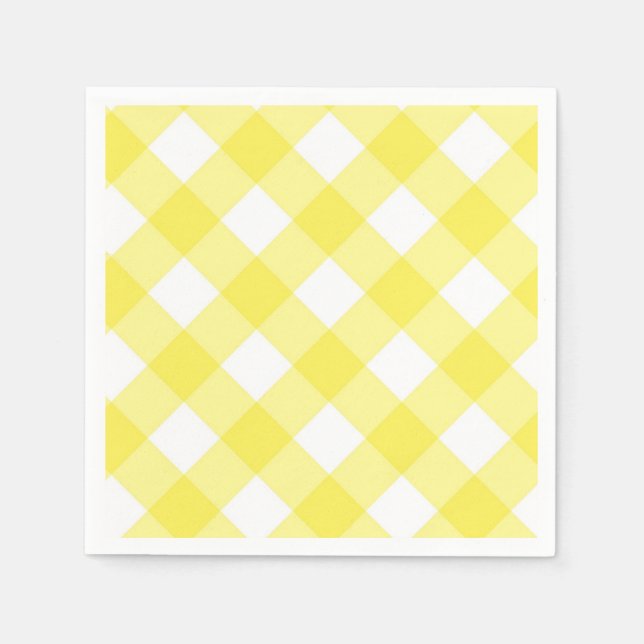 Yellow Gingham Paper Napkins (Front)