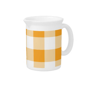 Yellow Gingham Pattern Beverage Pitcher