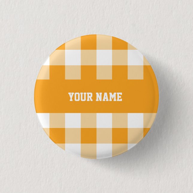 Yellow Gingham Pattern Button (Front)