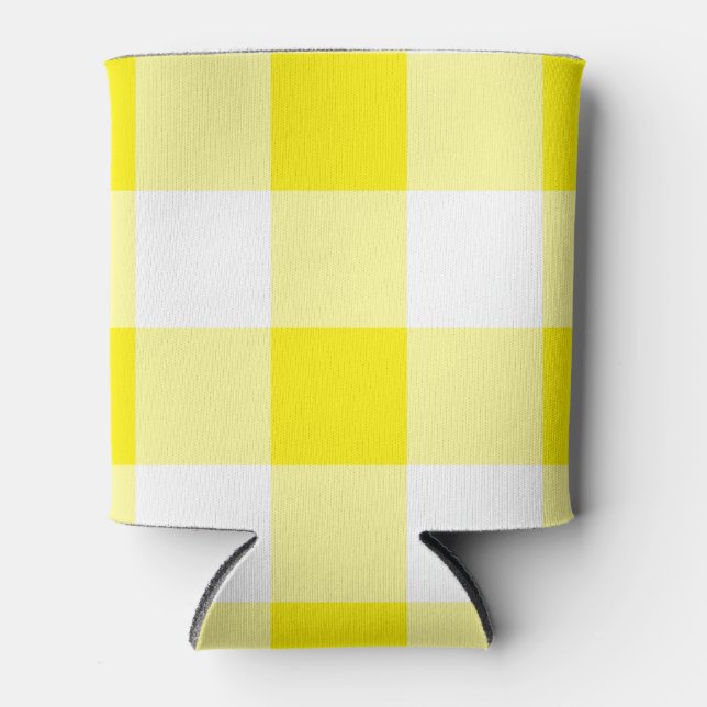 Yellow Gingham Pattern Can Cooler (Front)