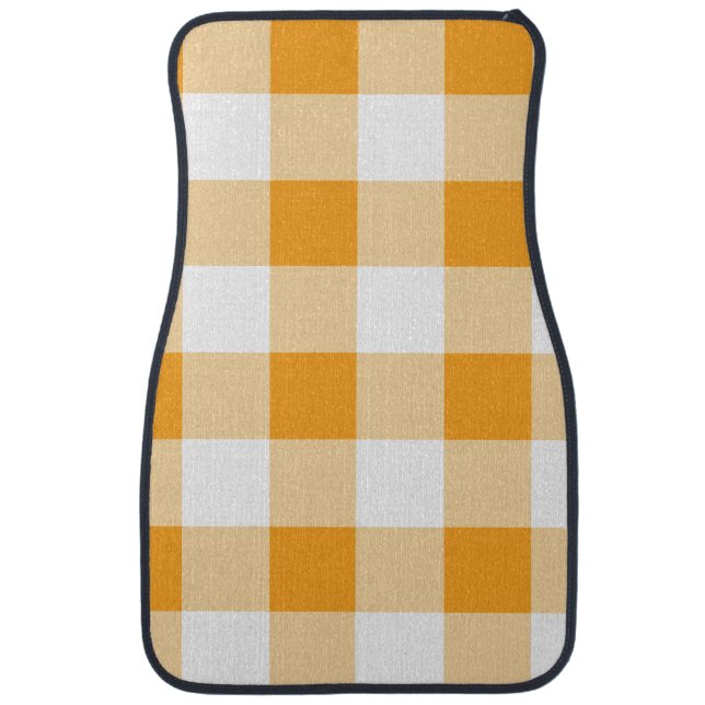 Yellow Gingham Pattern Car Floor Mat (Front)