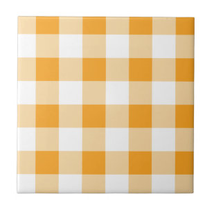 Yellow Gingham Pattern Ceramic Tile