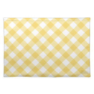 Yellow Gingham Pattern Cloth Placemat