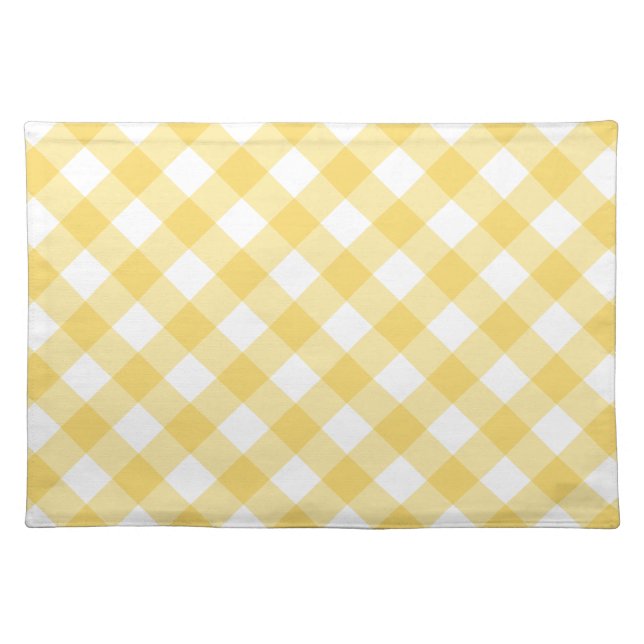 Yellow Gingham Pattern Cloth Placemat (Front)