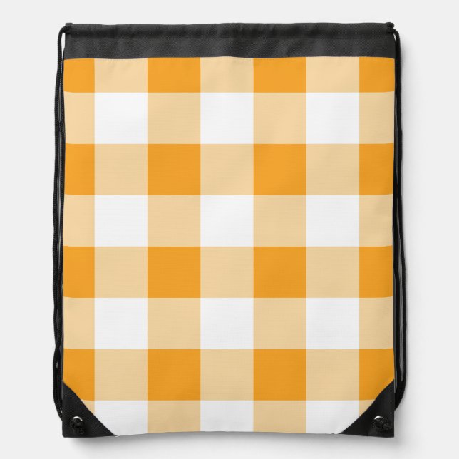 Yellow Gingham Pattern Drawstring Bag (Front)