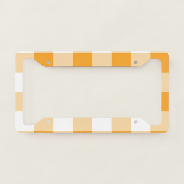 Yellow Gingham Pattern License Plate Frame (Front)