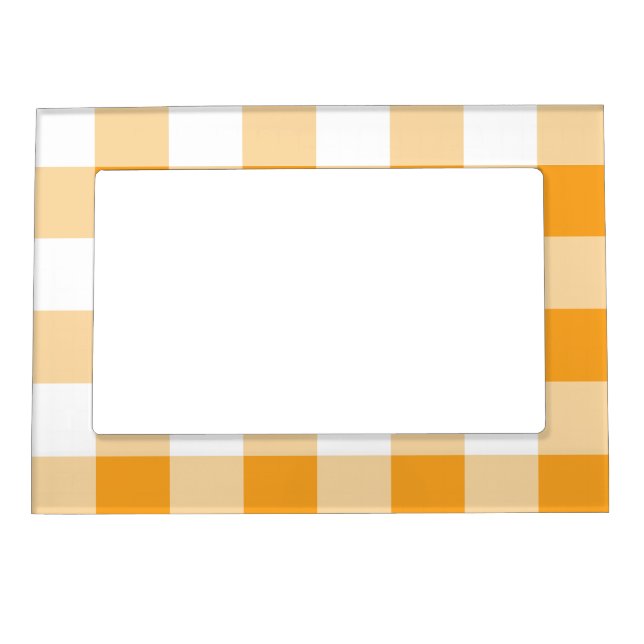 Yellow Gingham Pattern Magnetic Frame (Front)