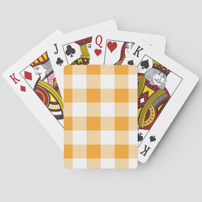 Yellow Gingham Pattern Poker Cards (Back)