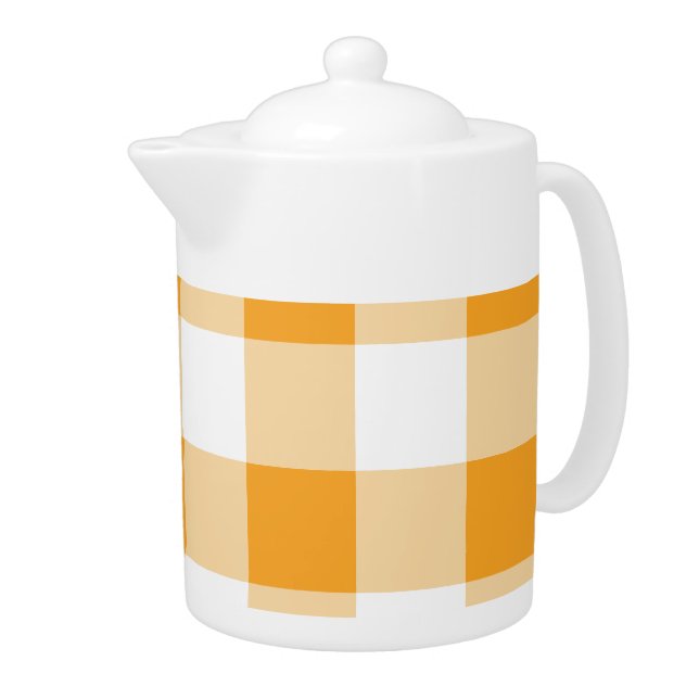 Yellow Gingham Pattern Teapot (Right)