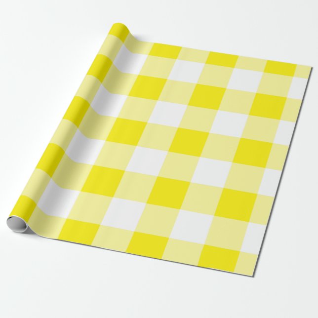 Yellow Gingham Pattern Wrapping Paper (Unrolled)