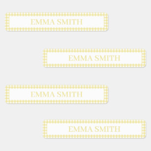 Yellow Gingham Personalized Name Kids' Labels