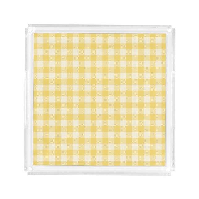 Yellow Gingham Plaid Acrylic Tray (Front)