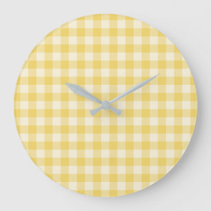 Yellow Gingham Plaid Acrylic Wall Clock