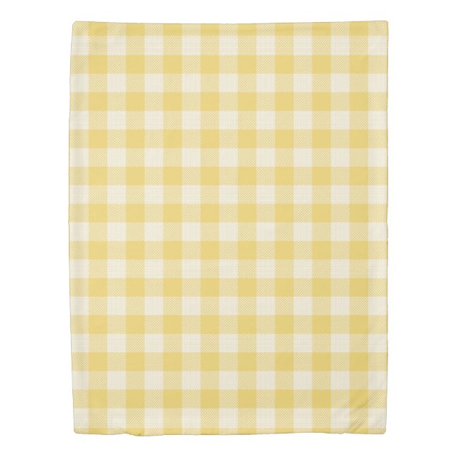Yellow Gingham Plaid and Houndstooth Duvet Cover (Front)