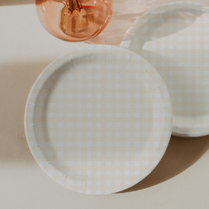 Yellow Gingham Plaid Baby Shower Paper Plates