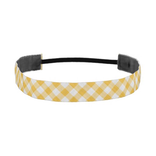 Yellow Gingham Plaid Checkered Pattern Athletic Headband