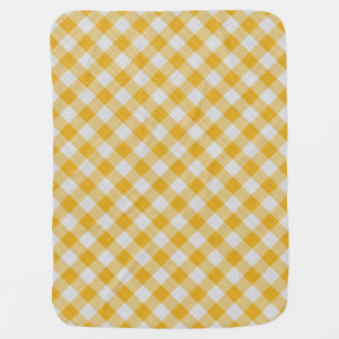 Yellow Gingham Plaid Checkered Pattern Baby Blanket