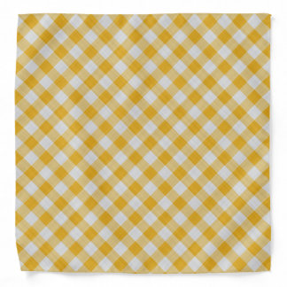 Yellow Gingham Plaid Checkered Pattern Bandana