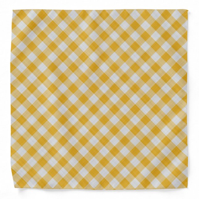 Yellow Gingham Plaid Checkered Pattern Bandana (Front)