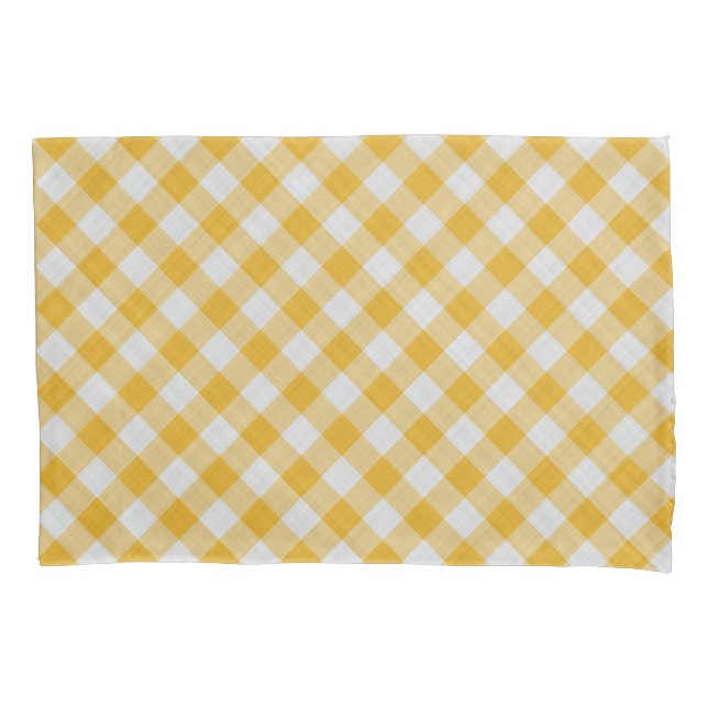 Yellow Gingham Plaid Checkered Pattern Pillow Case (Front)